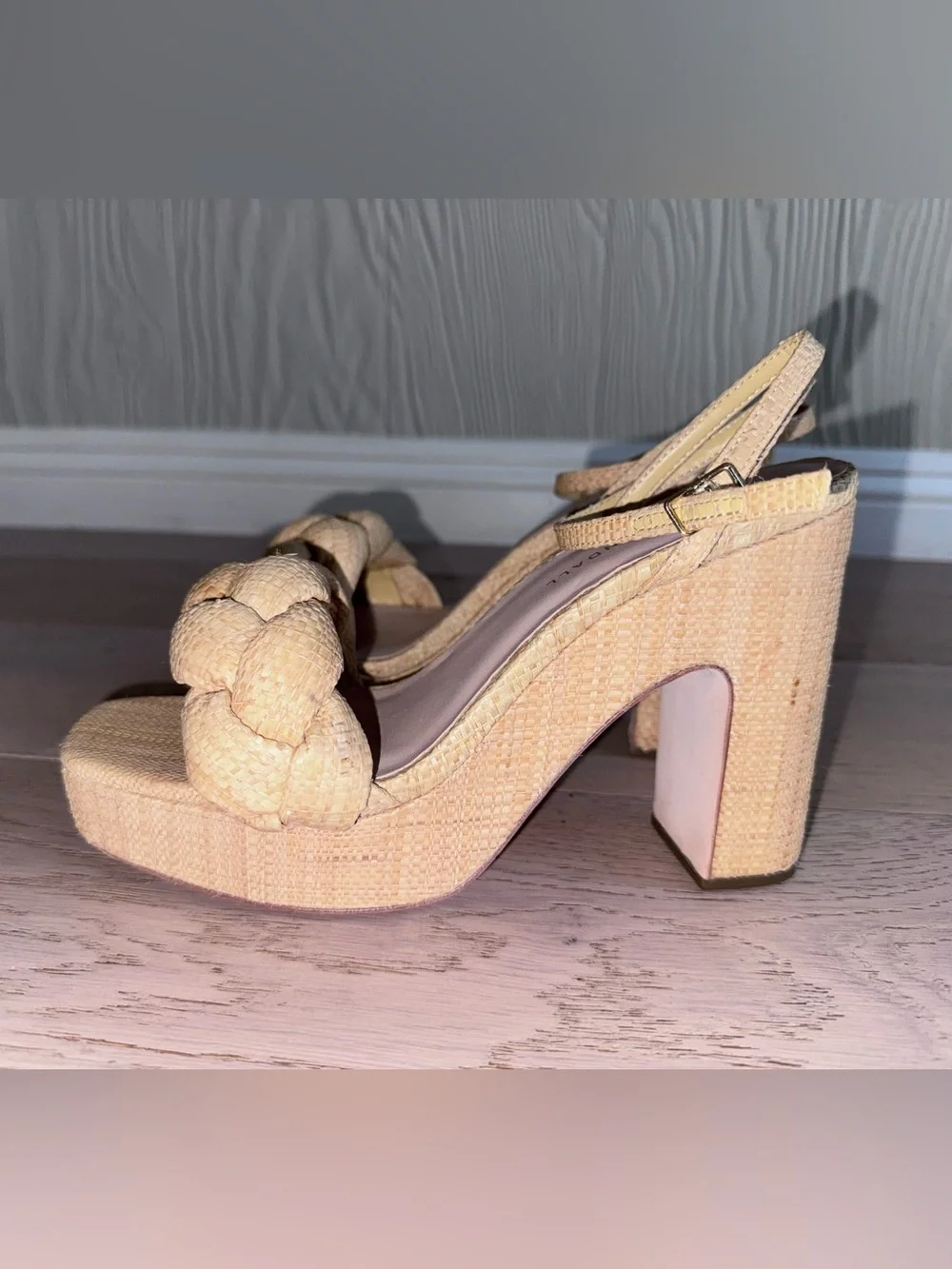 Loeffler Randall Fae Braided Raffia Platform Sandal Sz; 9